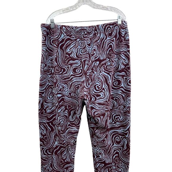 Abound Womens Fleece Pajama Pants Drawstring Elastic Waist Burgundy Blue‎ Sz XL - Picture 5 of 5